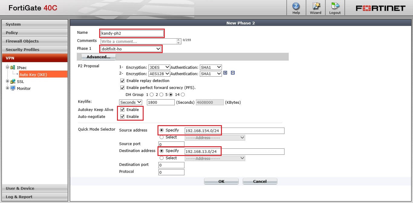 FortiGate Site To Site IPSEC VPN With DDNS
